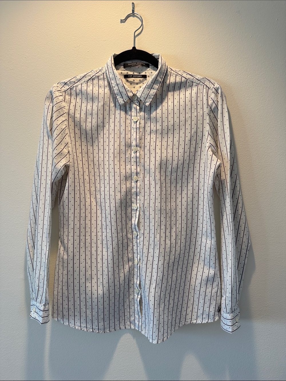 Scotch & Soda Maison Scotch Blouse Petite Navy Stars and Aubergine Pinstripes